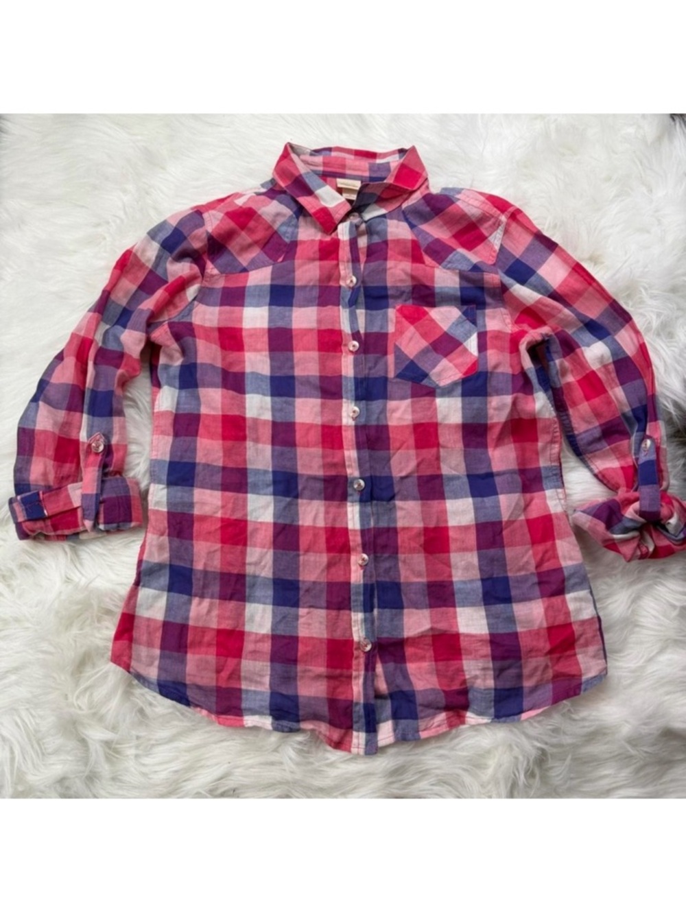Mossimo Supply Co. Pink and Blue Plaid Shirt